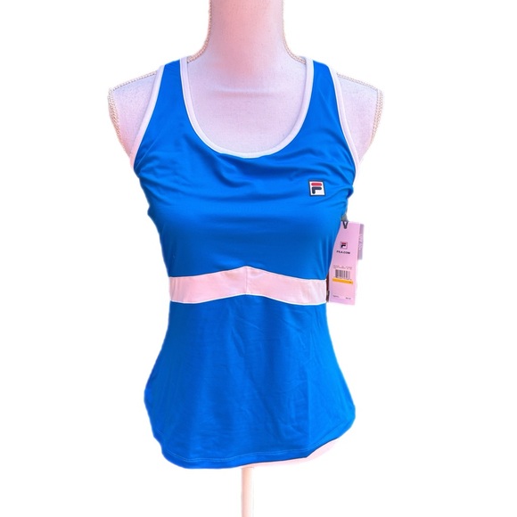 Fila Tops - NWT Fila Tennis Heritage Racerback Tank in Blue and White - Size Medium